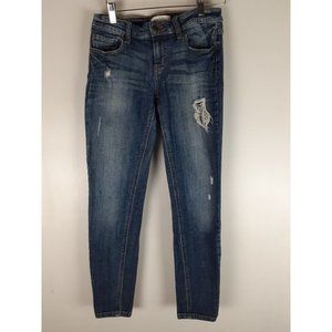 Eunina Women's Medium Wash Distressed Low Rise Skinny Jeans Stretch Denim 26